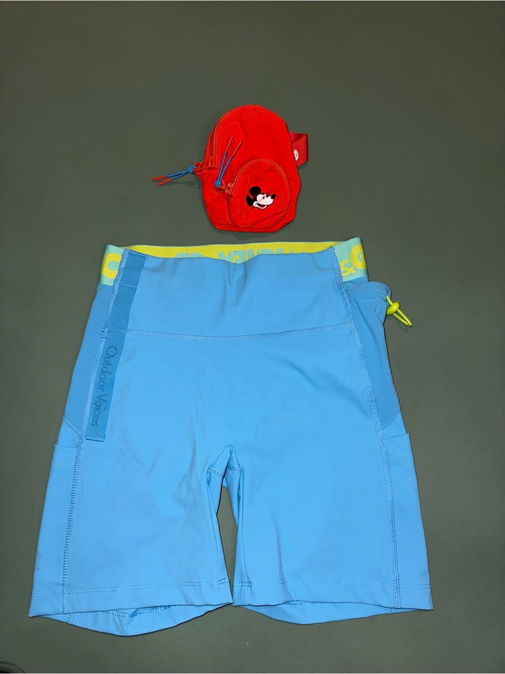 Outdoor Voices X Disney Light Blue Mickey Pouch Biker Shorts